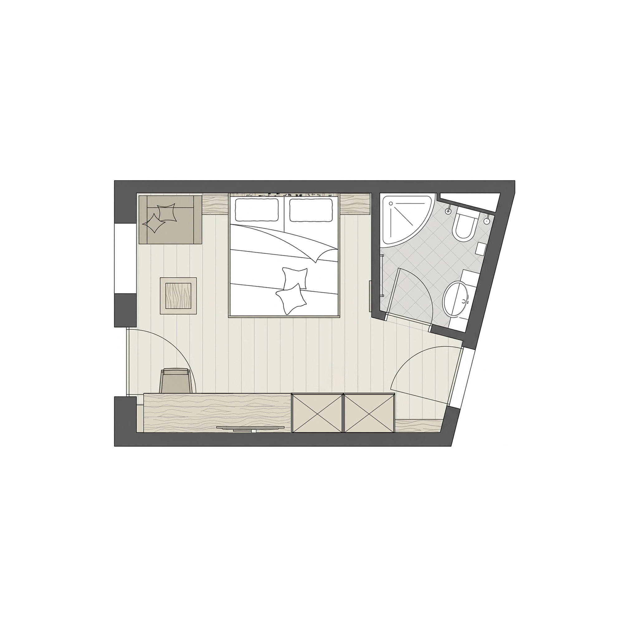 Grundriss - Doppelzimmer Alpenklang Zirbe, Zimmer in Großarl
