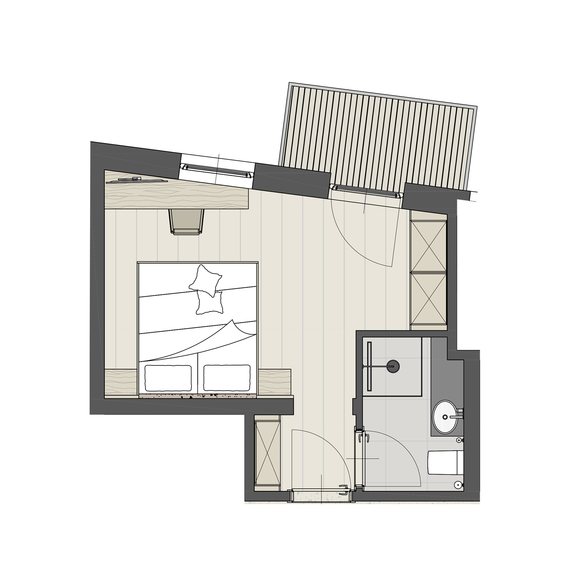 Grundriss - Doppelzimmer Bergseite mit Balkon, Zimmer in Großarl
