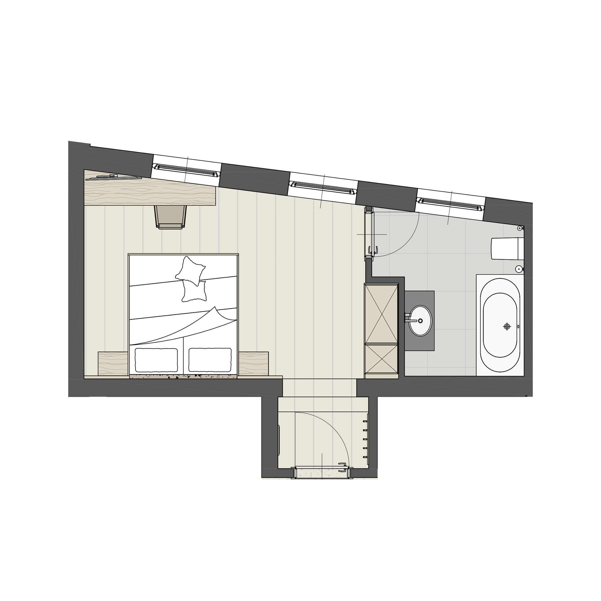 Grundriss - Doppelzimmer Bergseite, Zimmer in Großarl