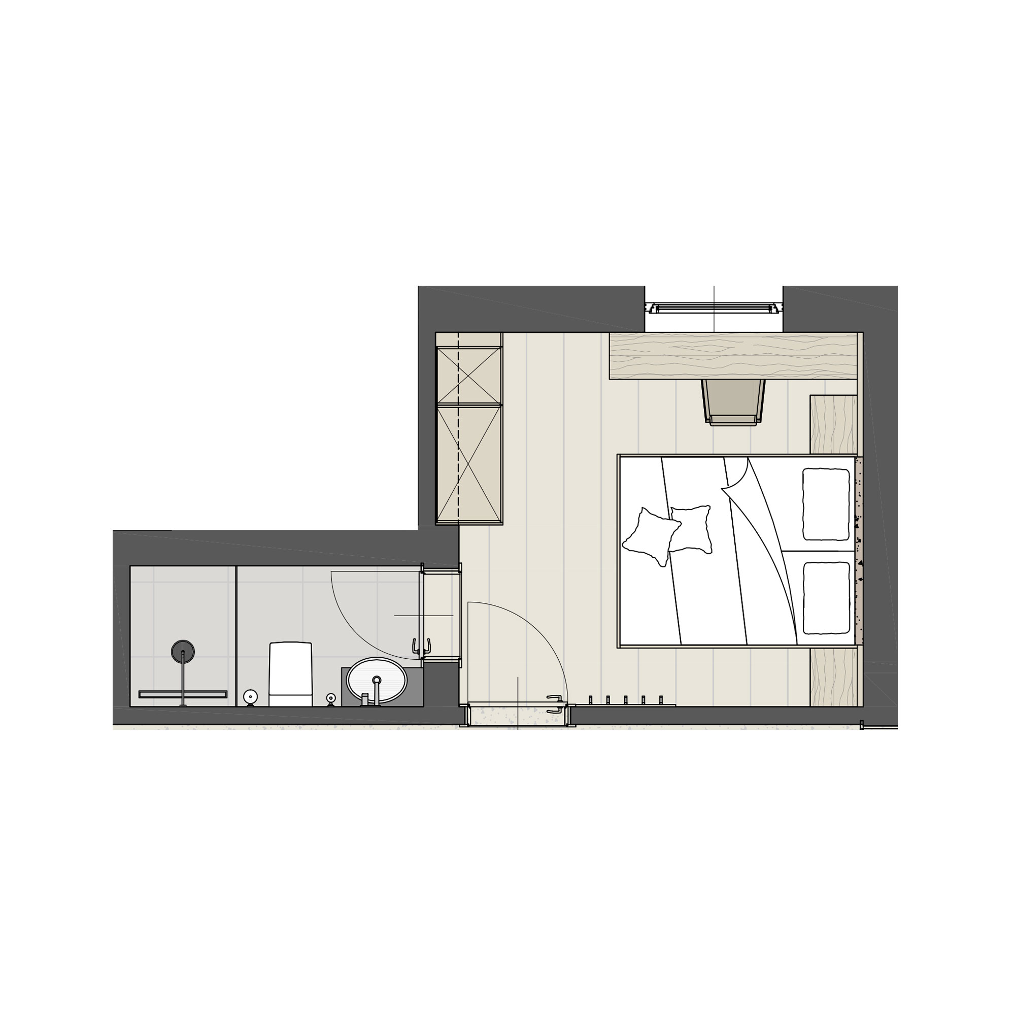 Grundriss - Doppelzimmer Compact, Zimmer in Großarl