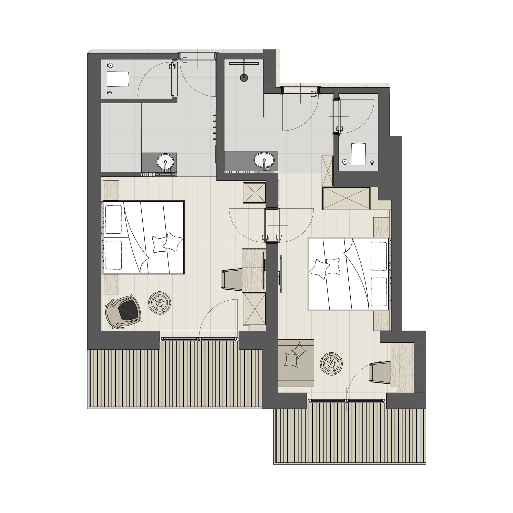 Grundriss - Familienzimmer Panorama, Zimmer in Großarl